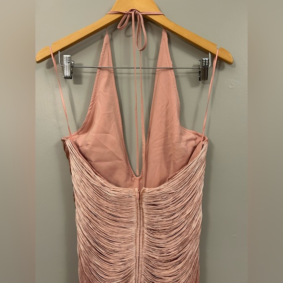 Zara Short Fringed Halter Blush Pink Dress Large NWT - Picture 9 of 13